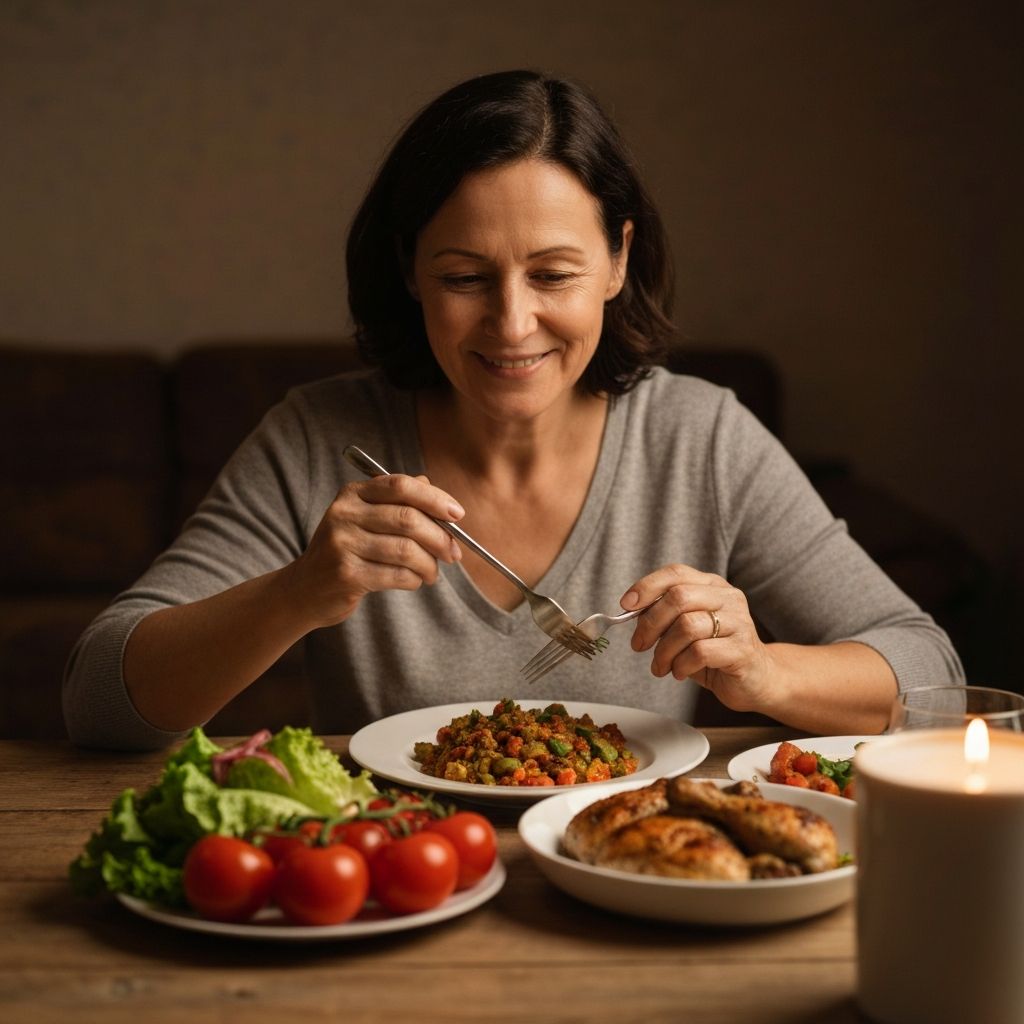 Person eating slowly and mindfully
